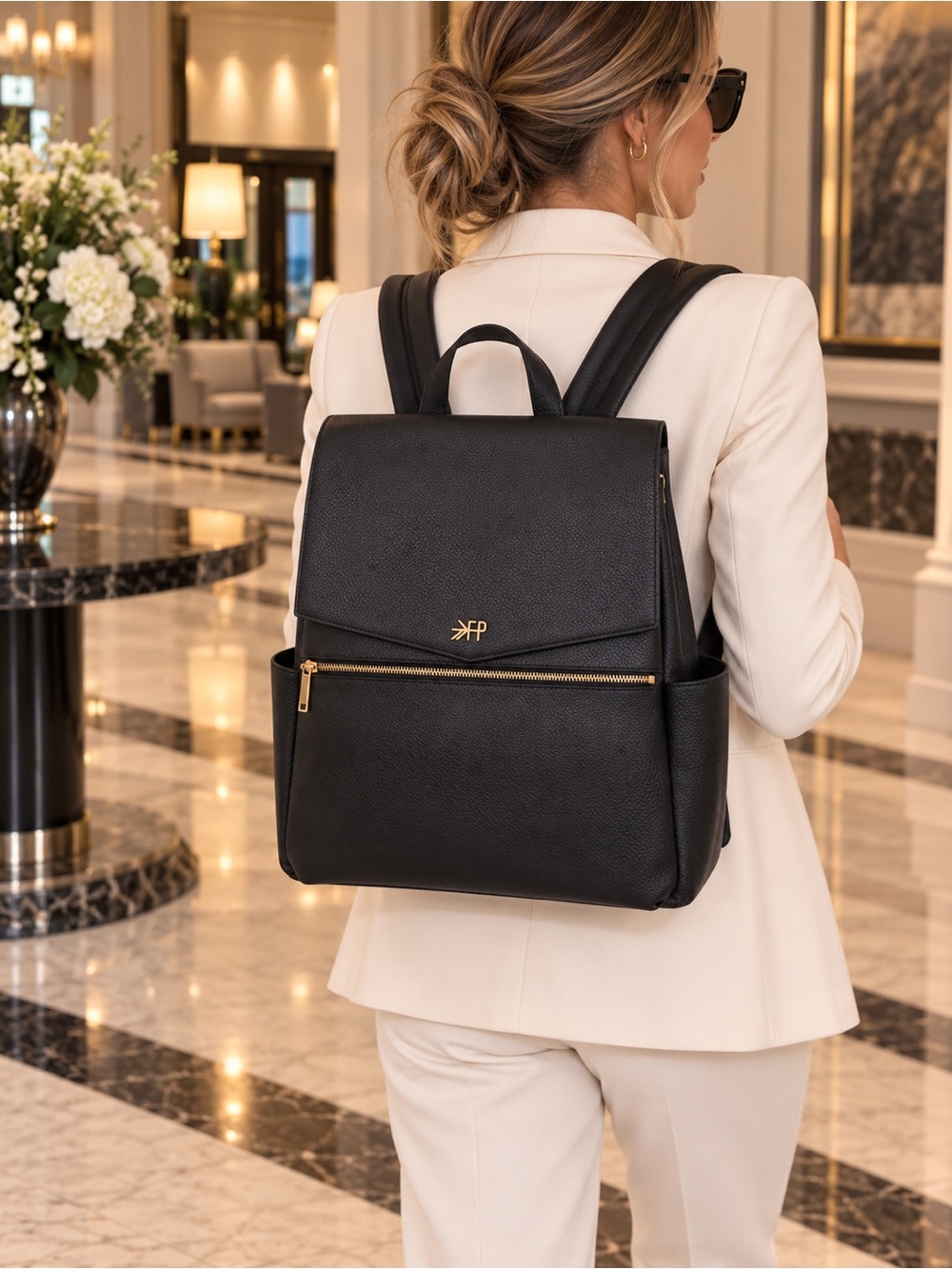 Freshly Picked Classic Diaper Bag black pebbled leather